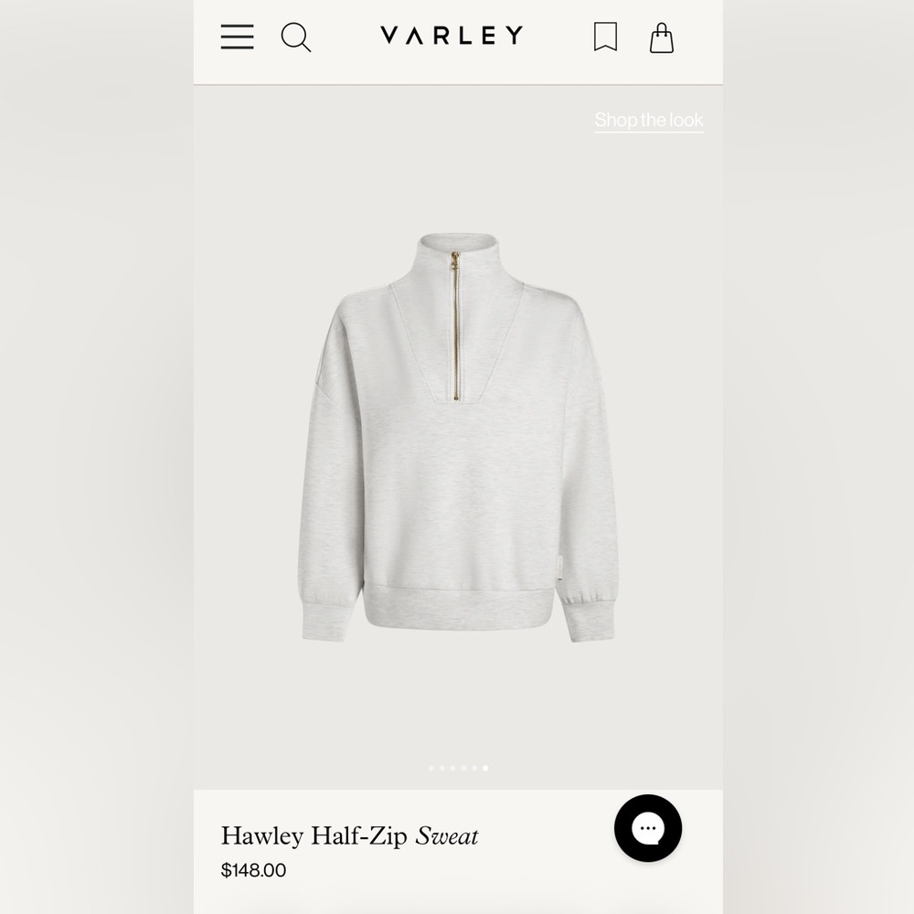 Varley Hawley half zip Top. Double soft material.  Color: Ivory Marl